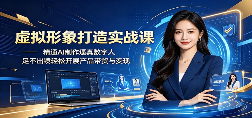 虚拟形象打造实战课:精通AI制作逼真数字人,足不出镜轻松开展产品带货与变现-冒泡网