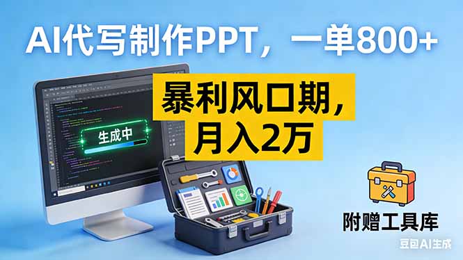 AI代写制作PPT，一单800+， 暴利风口期，月入2万【附工具】-冒泡网