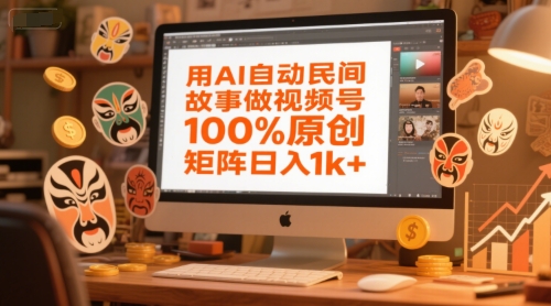 用AI自动民间故事做视频号，100%原创，矩阵日入1k+-冒泡网