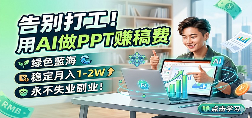 告别打工！用AI做PPT赚稿费，绿色蓝海，稳定月入1-2W，永不失业副业！-冒泡网