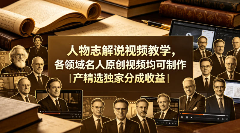 人物志解说视频教学，各领域名人原创视频均可制作丨精选独家分成收益(更新0430)-蜗牛学社