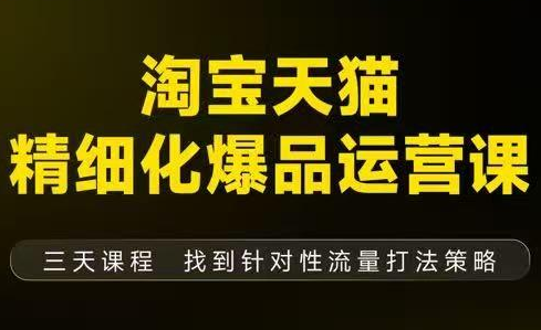 猫课子幽·淘宝天猫精细化爆品运营【音频+字幕+文档】(9月12-14杭州线下课)-冒泡网