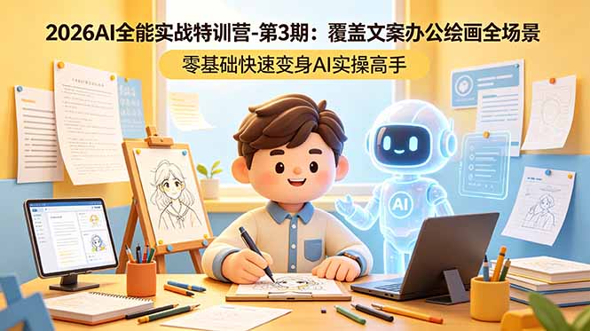 c47b4e77a531d2609f3cc7fc8cfac83e.jpeg 2026AI全能实战特训营-第3期:覆盖文案办公绘画全场景 零基础快速变身AI实操高手