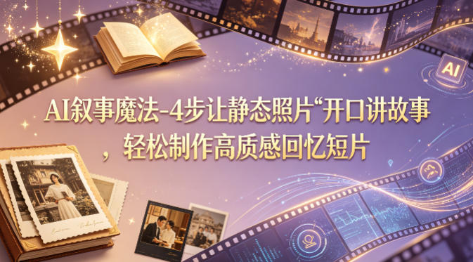 AI叙事魔法-4步让静态照片“开口讲故事”，轻松制作高质感回忆短片-冒泡网