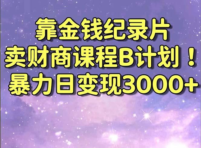 靠金钱纪录片卖财商课程B计划！暴力日变现3000+，喂饭式干货教程！-冒泡网