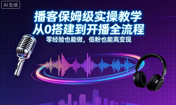 c50a701a370024bc43ee94a08e243218.jpeg 播客保姆级实操教学,从0搭建到开播全流程,零经验也能做,低粉也能高变现