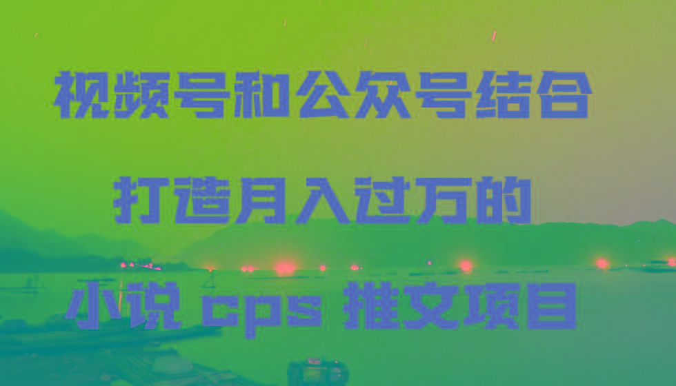 视频号和公众号结合打造月入过万的小说cps推文项目-冒泡网