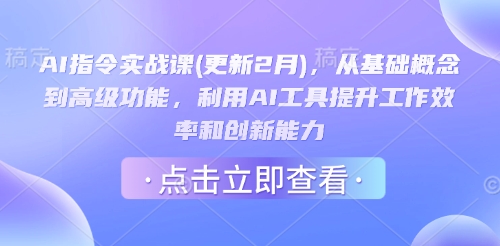 AI指令实战课(更新2月)，从基础概念到高级功能，利用AI工具提升工作效率和创新能力-冒泡网