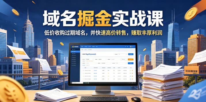 域名交易掘金实战课，低价收购过期域名，并快速高价转售，賺取丰厚利润【原创双语字幕】-冒泡网
