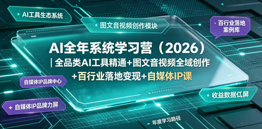 AI全年系统学习营(2026)｜全品类AI工具精通+图文音视频全域创作+百行业落地变现+自媒体IP打造年度进阶大课-冒泡网
