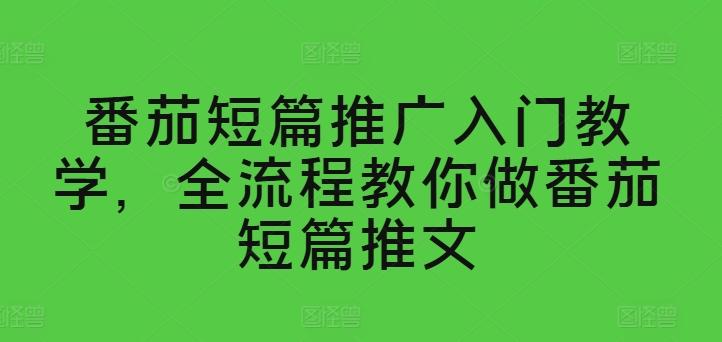 番茄短篇推广入门教学，全流程教你做番茄短篇推文-冒泡网