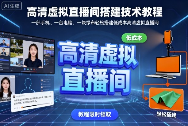 高清虚拟直播间搭建技术教程，一部手机、一台电脑、一块绿布轻松搭建低成本高清虚拟直播间-冒泡网