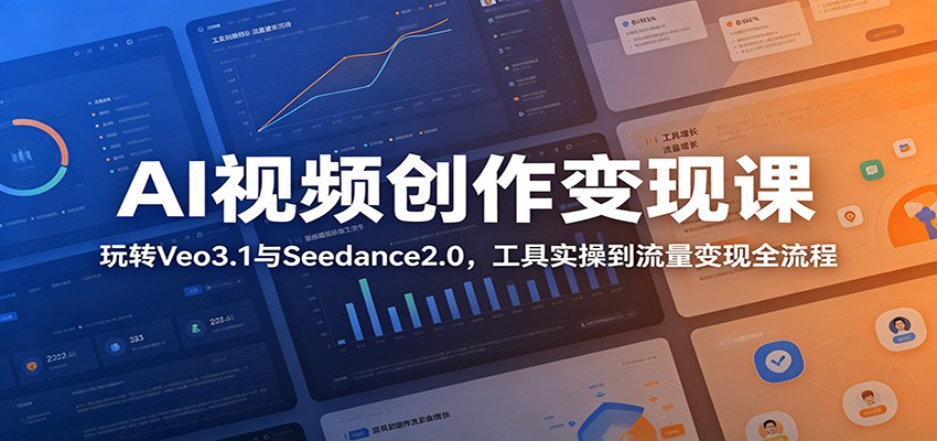 AI视频创作变现课：玩转Veo3.1与Seedance2.0，工具实操到流量变现全流程-冒泡网