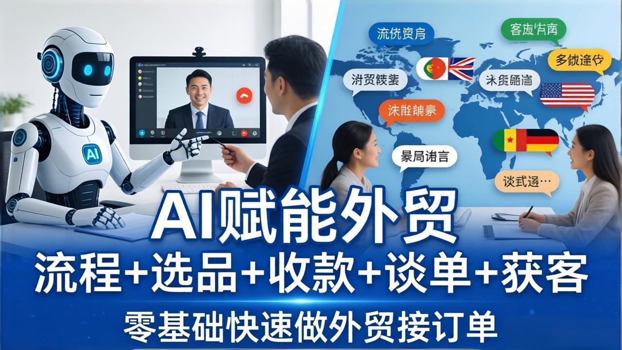 外贸+AI实战课：流程+选品+收款+谈单+获客，零基础快速做外贸接订单-冒泡网
