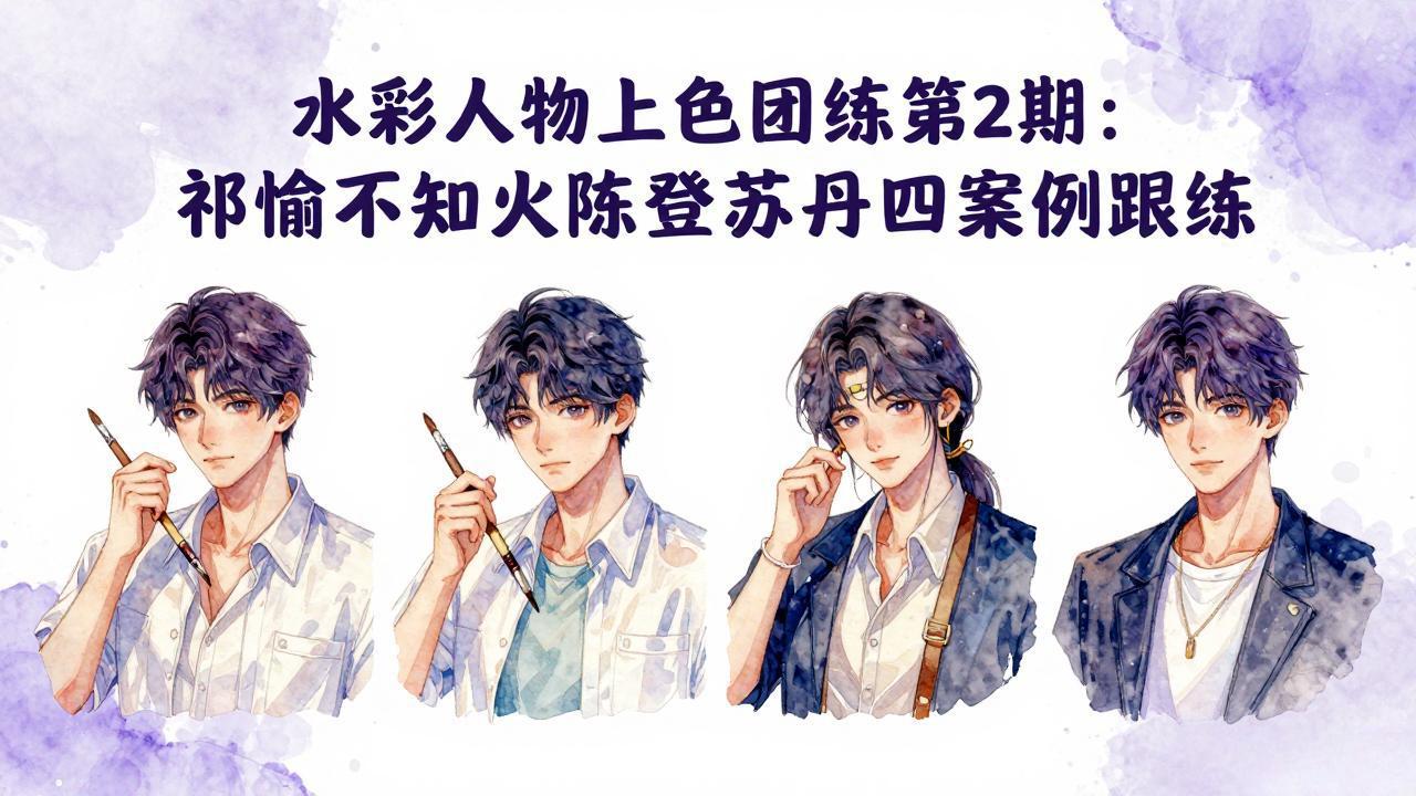 c9e8b480277c928aea31199e29a111b9.jpeg 水彩人物上色团练第2期:祁煜不知火陈登苏丹四案例跟练,手把手提升绘画能力