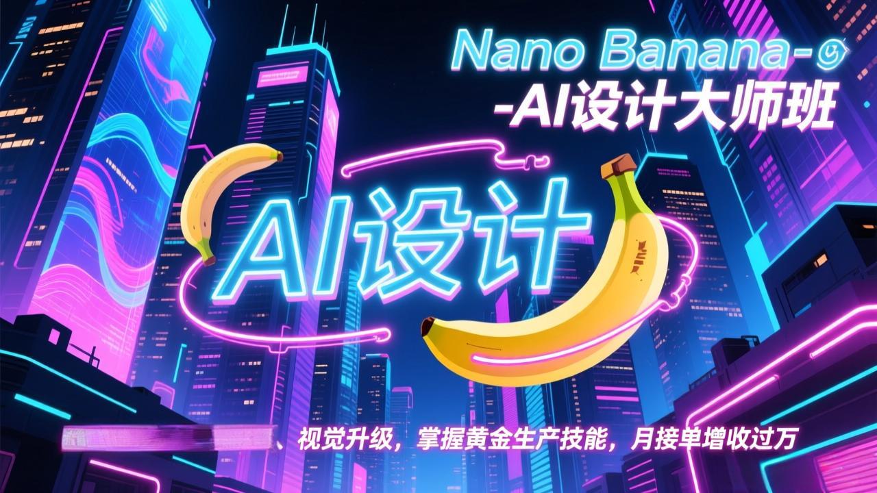 Nano Banana-AI设计大师班，修图合成、广告创作、视觉升级，掌握黄金生产技能，月接单增收过万-冒泡网