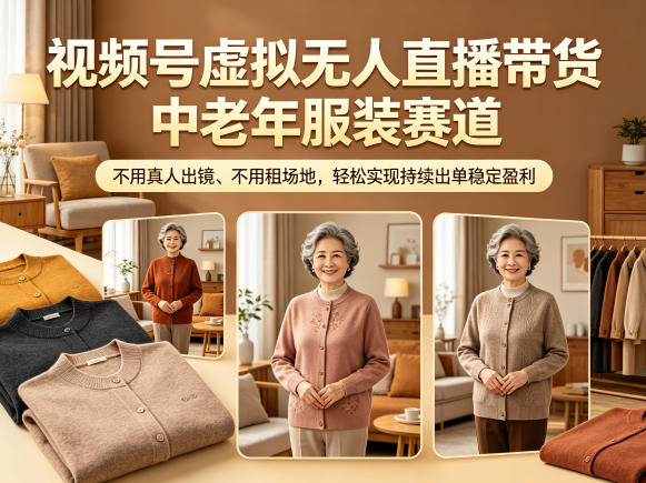 c9ffac4df152824c6ec6cfa3bb6e2c66.jpeg 视频号虚拟无人直播带货中老年服装赛道,不用真人出镜、不用租场地,轻松实现持续出单稳定盈利