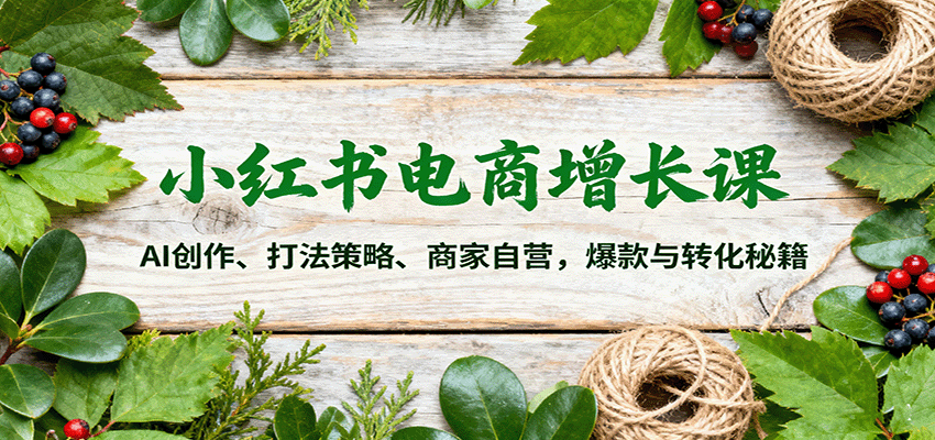 小红书电商增长课：AI创作、打法策略、商家自营，爆款与转化秘籍-冒泡网