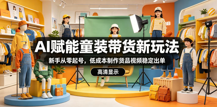 AI赋能童装带货新玩法，新手从零起号，低成本制作货品视频稳定出单-冒泡网