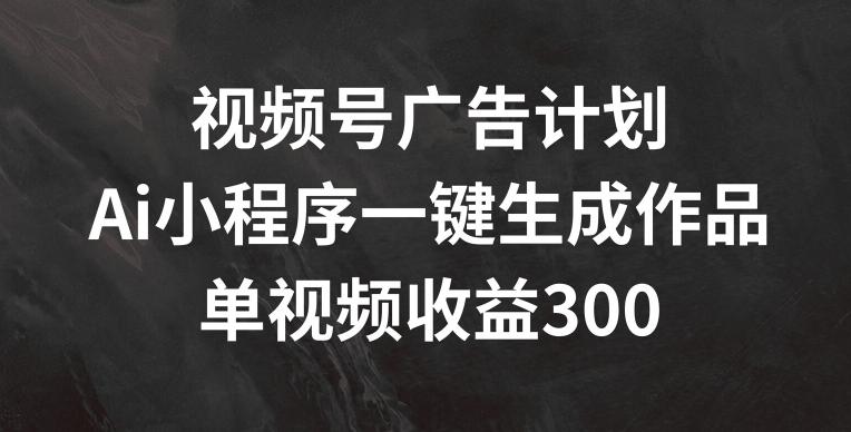 视频号广告计划，AI小程序一键生成作品， 单视频收益300+【揭秘】-冒泡网