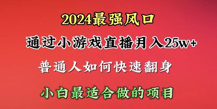 (10020期)2024年最强风口，通过小游戏直播月入25w+单日收益5000+小白最适合做的项目-冒泡网