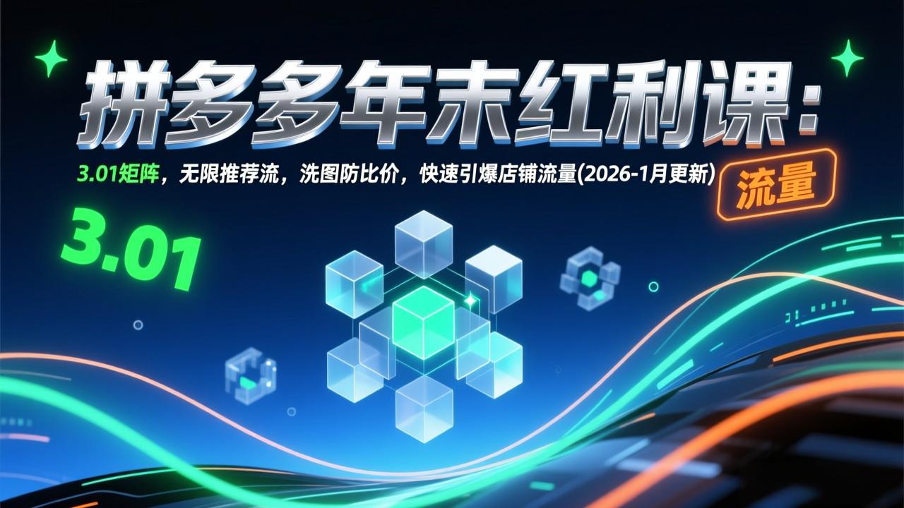 拼多多年末红利课：3.01矩阵，无限推荐流，洗图防比价，快速引爆店铺流量(2026-1月更新-冒泡网