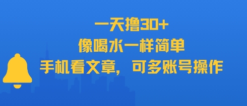 一天撸30+，像喝水一样简单，手机看文章，可多账号操作-冒泡网