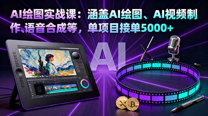 AI绘图实战课：涵盖AI绘图、AI视频制作、语音合成等，单项目接单5000+-冒泡网