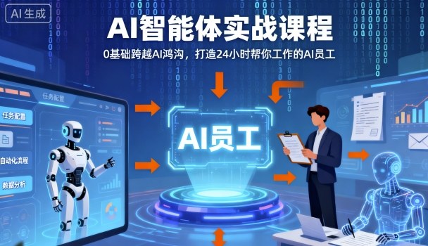 Ai智能体实战课程，0基础跨越Ai鸿沟，打造24小时帮你工作的Ai员工，打破常规，以实战定义Ai-冒泡网