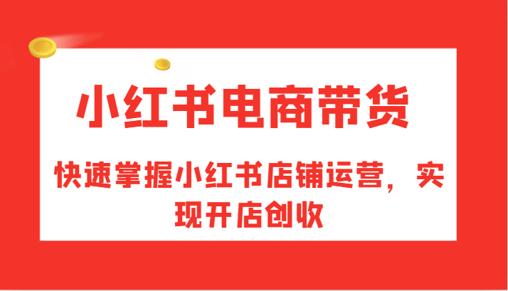 小红书电商带货，快速掌握小红书店铺运营，实现开店创收-冒泡网