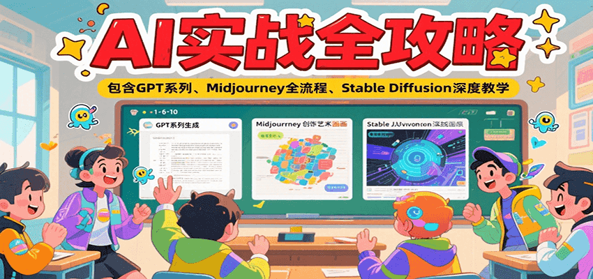 AI实战全攻略，包含GPT系列、Midjourney全流程、Stable Diffusion深度教学-冒泡网