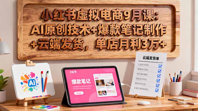 小红书虚拟电商9月课：AI原创技术+爆款笔记制作+云端发货，单店月利3万+-冒泡网