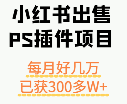 小红书出售PS插件项目，每月都收入好几万，长期操作已获利300多W+-冒泡网