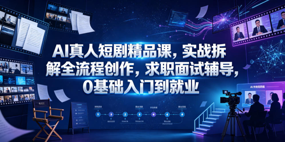 d1bcc2c4d425e02be6607bc371a2e653.jpeg AI真人短剧精品课,实战拆解全流程创作,求职面试辅导,0基础入门到就业