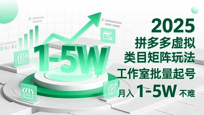 2025 拼多多虚拟类目矩阵玩法，工作室批量起号，月入 1-5W 不难-冒泡网
