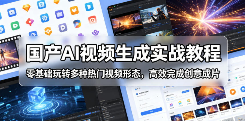 国产AI视频生成实战教程，零基础玩转多种热门视频形态，高效完成创意成片-冒泡网