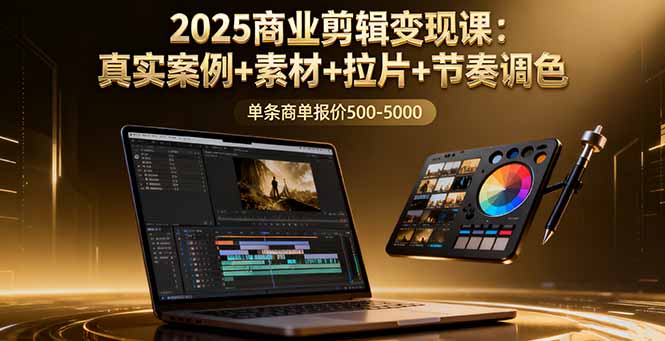 2025商业剪辑变现课：真实案例+素材+拉片+节奏调色，单条商单报价500-5000-冒泡网