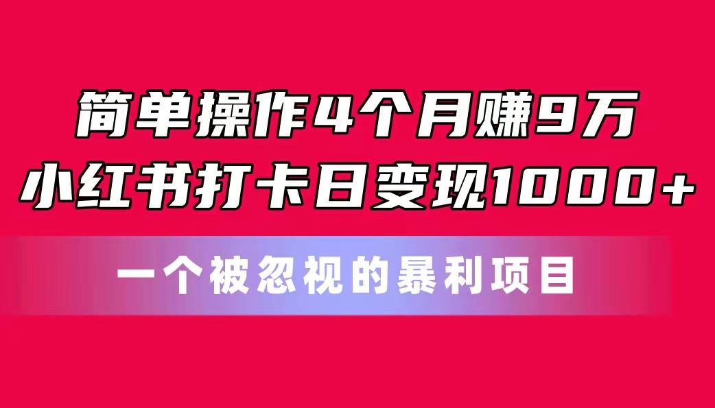 简单操作4个月赚9万！小红书打卡日变现1000+！一个被忽视的暴力项目-冒泡网