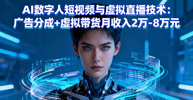 AI数字人短视频与虚拟直播技术：广告分成+虚拟带货月收入2万-8万元-冒泡网