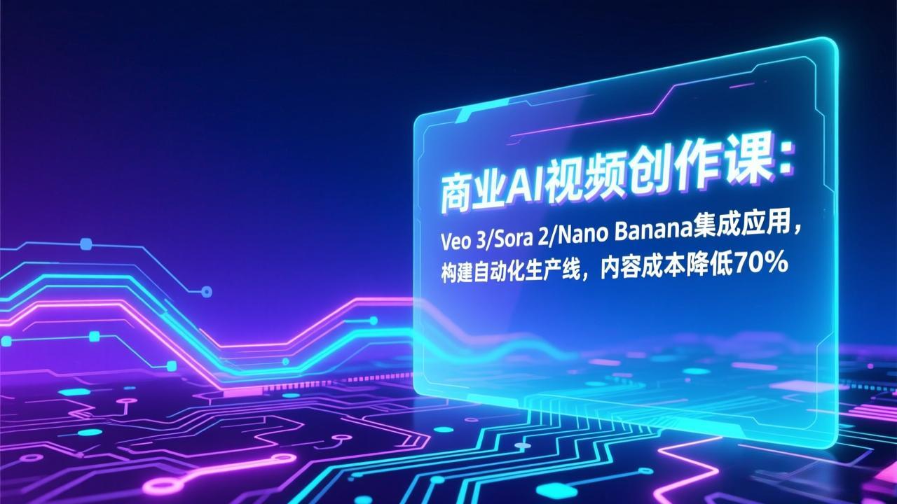 商业AI视频创作课：Veo 3/Sora 2/Nano Banana集成应用，构建自动化生产线，内容成本降低70%-冒泡网