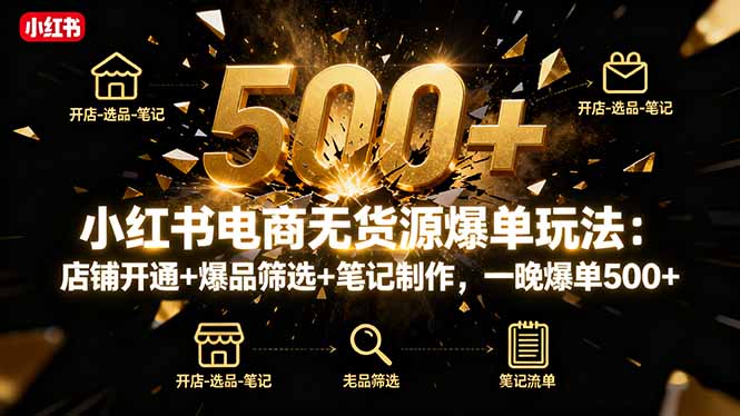db101946ce53e722f1adf05b0e9c4835.jpeg 小红书电商无货源爆单玩法:店铺开通+爆品筛选+笔记制作,一晚爆单500+