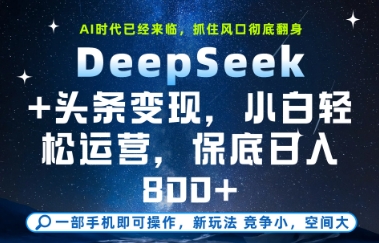 DeepSeek+头条变现，保姆级教学，小白轻松上手，日入8张+【揭秘】-冒泡网