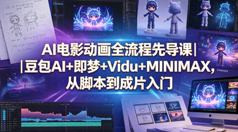 AI电影动画全流程先导课｜豆包AI+即梦+Vidu+MINIMAX，从脚本到成片入门-冒泡网