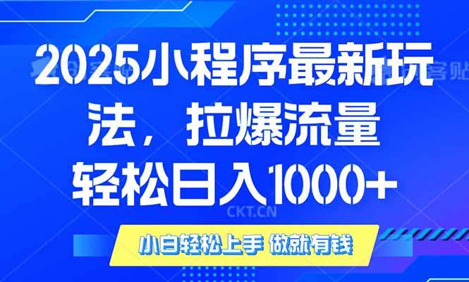 2025年小程序最新玩法，流量直接拉爆，单日稳定变现1000+-冒泡网