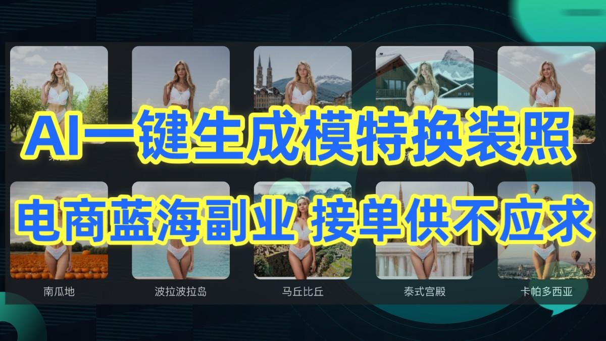 AI制作一键生成模特换装照,电商蓝海副业,接单供不应求-冒泡网