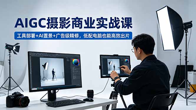 AIGC 摄影商业实战课，工具部署+AI置景+广告级精修，低配电脑也能高效出片-冒泡网
