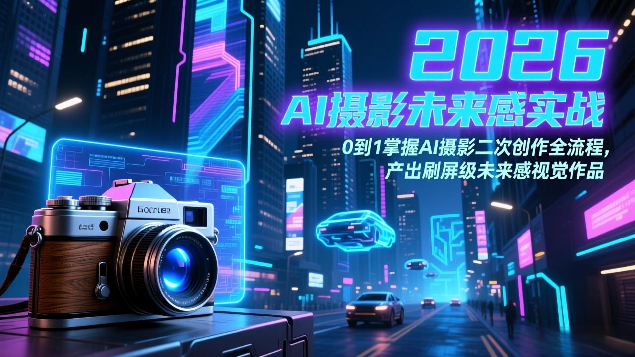 2026 AI摄影未来感实战：0到1掌握AI摄影二次创作全流程，产出刷屏级未来感视觉作品-冒泡网