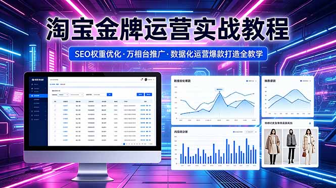 2026 淘宝金牌运营实战教程，SEO权重优化万相台推广，数据化运营爆款打造全教学-冒泡网