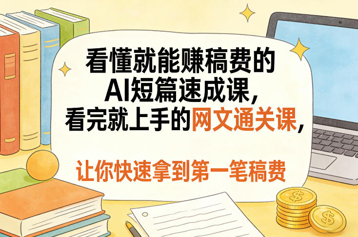 看懂就能賺稿费的AI短篇速成课，看完就上手的网文通关课，让你快速拿到第一笔稿费(更新5月)-冒泡网