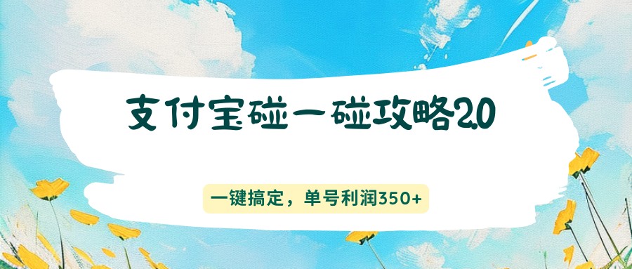 支付宝碰一碰攻略2.0，一键搞定，单号利润350+-冒泡网